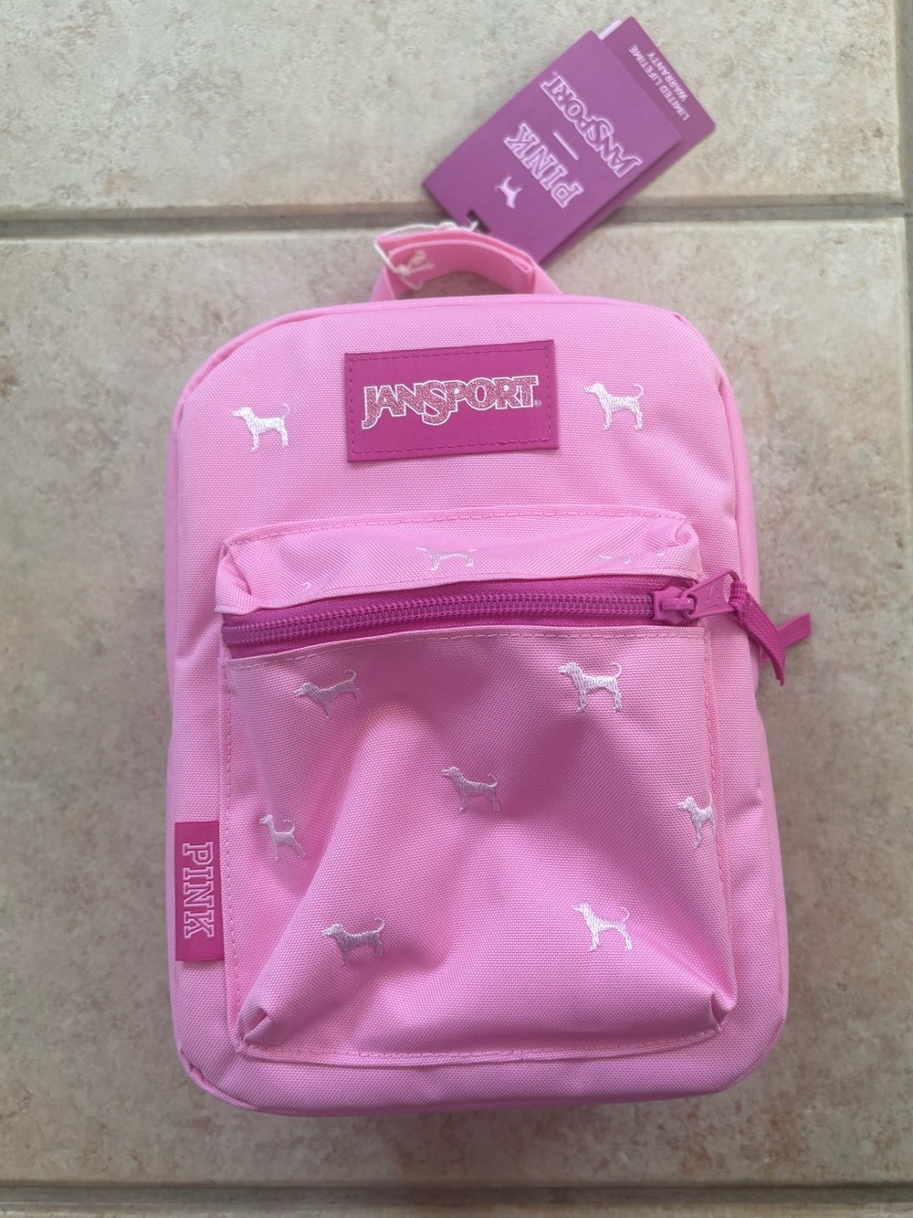 Victoria’s Secret Pink x Jansport Backpack & Lunch Bag Set Pink Puppy Dog - Picture 6 of 7